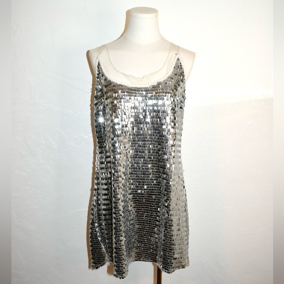 Free People Silver Sequin Chemise - Picture 7 of 15